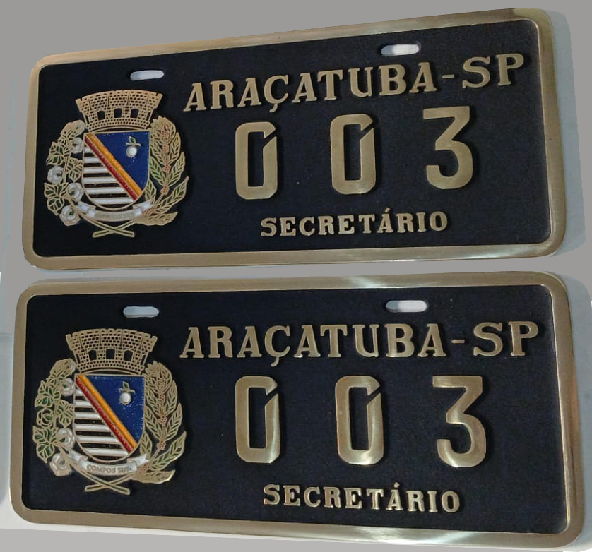 Placa de Carro em Bronze Fundido
